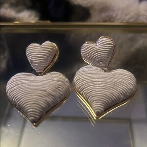 Elegant white and gold  Heart Earrings